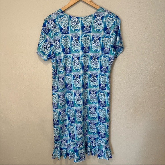 Lulu-B Blue and White Fish Print Dress - Picture 6 of 8